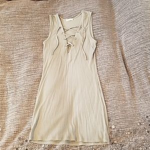 Ribbed Sage Dress w/tie in front NWOT